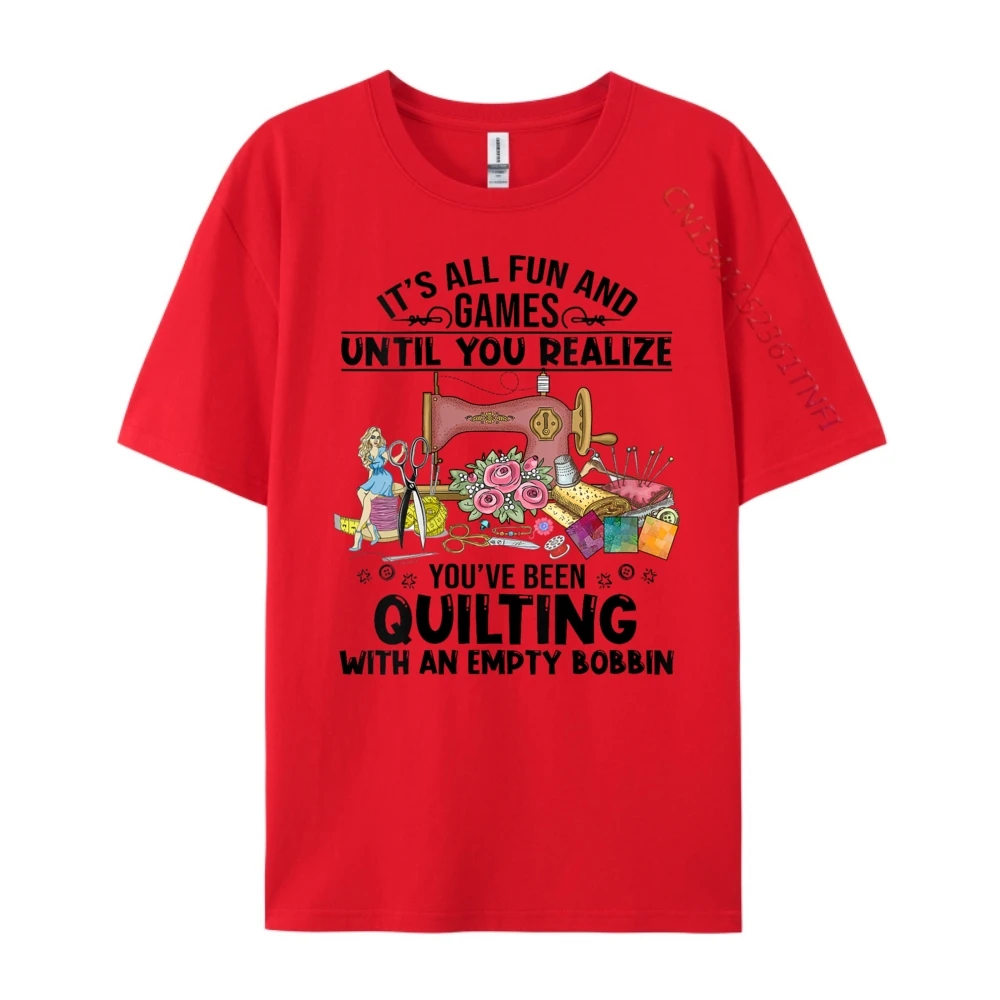 Quilting Quilter Sewer Sewing T Hirtit S All Fun And Games Until The Bobbin Run Out Sewing Quilt Black T Shirt Men's Clothing