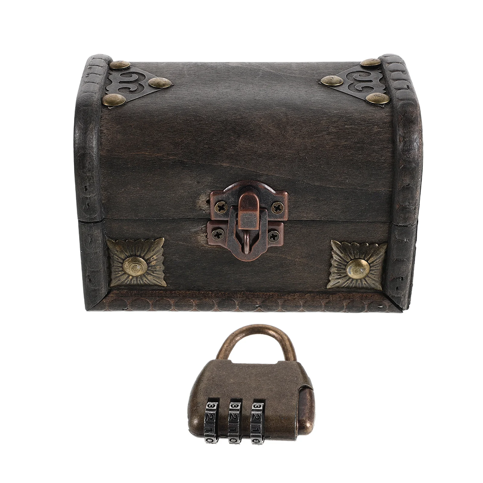 ヴィンテージ木製装飾収納ボックス、鍵付き、エスケープルーム宝箱、ジュエリーオーガナイザー、レトロロック式