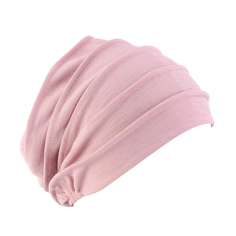 Elastic Cotton Turban Hat Solid Color Women Warm Winter Headscarf Bonnet Inner Hijabs Cap Muslim Hijab Femme Wrap Head