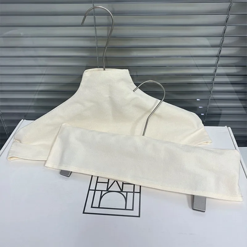 

5pcs Cotton Linen Cloth Hanger Cover Anti Slip Clothing Protector Sleeve Dust Resistant Garment Wardrobe Accessory No Shoulder