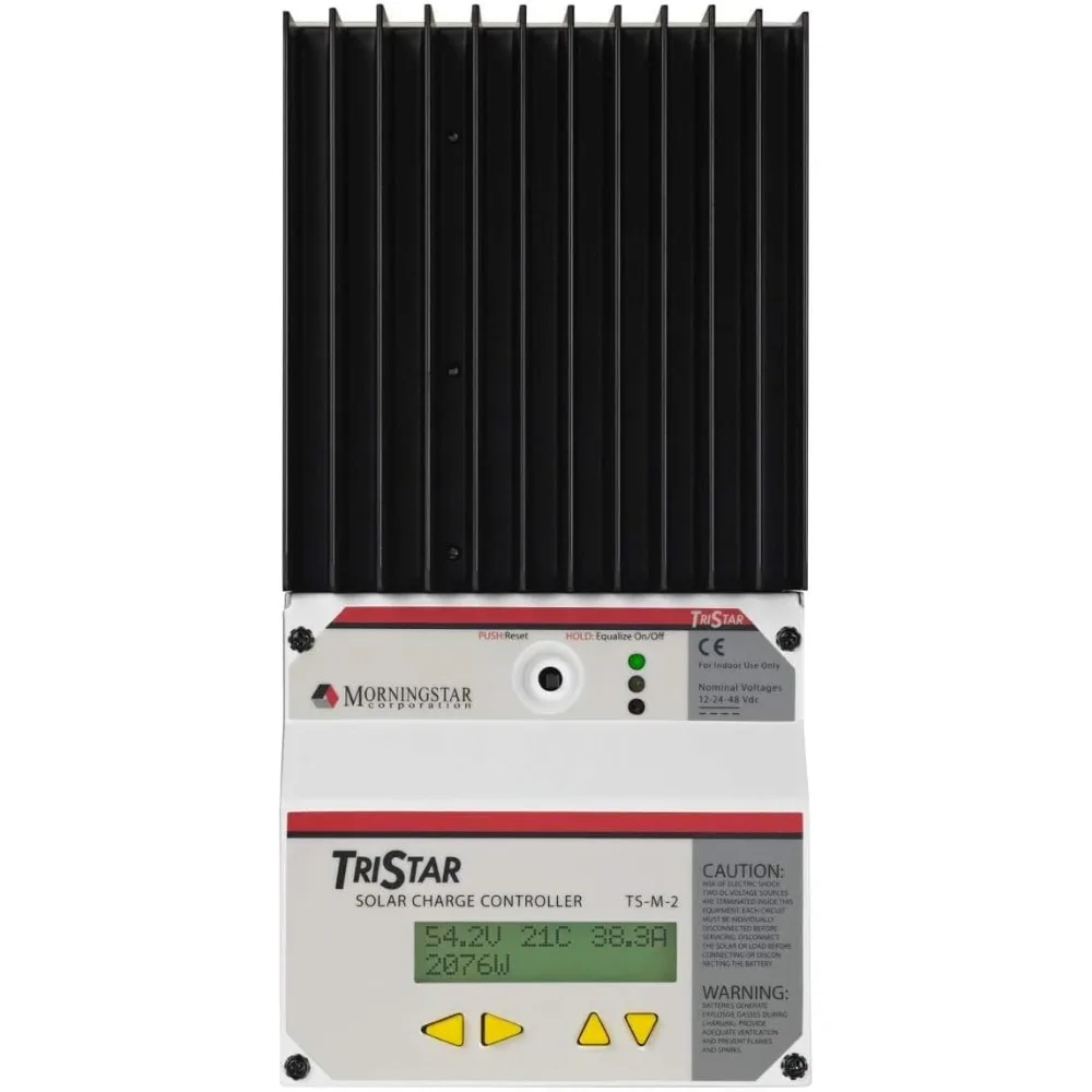 

Morningstar Tristar 60A PWM Solar Charge Controller (TS-60M) - Solar Panel Regulator w/ Meter for 12/24/36/48V LA/Li Batteries