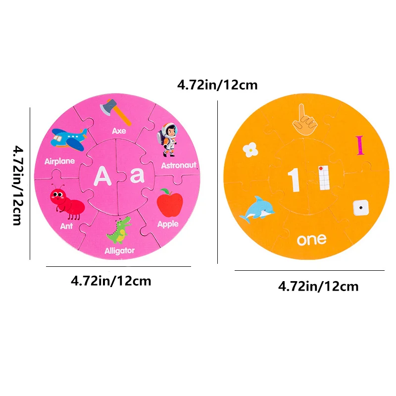 36pcs Double-sided Puzzle For Kids, Letters Digits Animals Puzzle, Circular Puzzle, Learning English Letters, Numbers And Words
