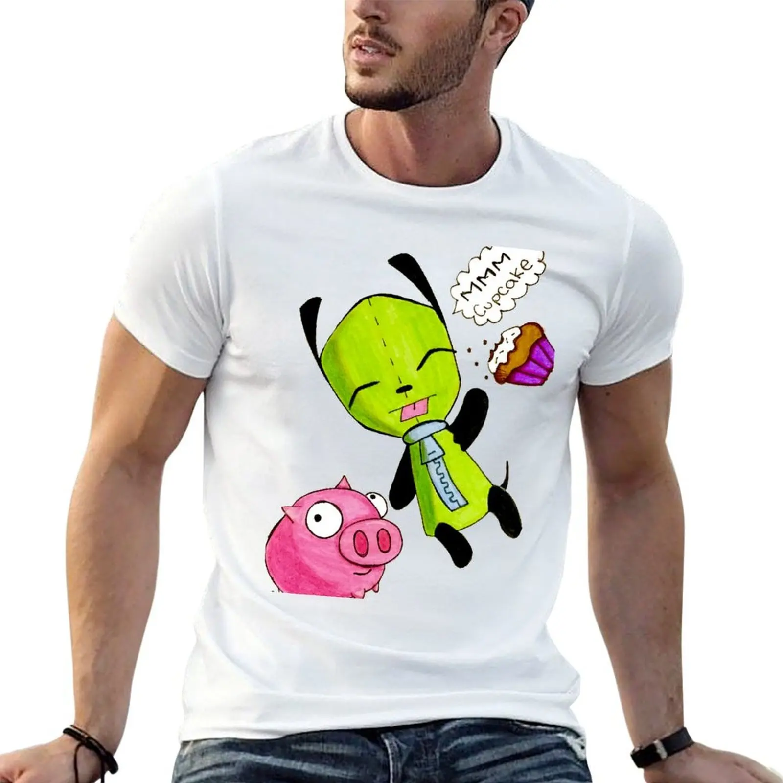 Camiseta Gir con su cerdo y su pastelito, camiseta de diseñador para hombre, camisetas informales para hombre, camiseta de algodón 100%