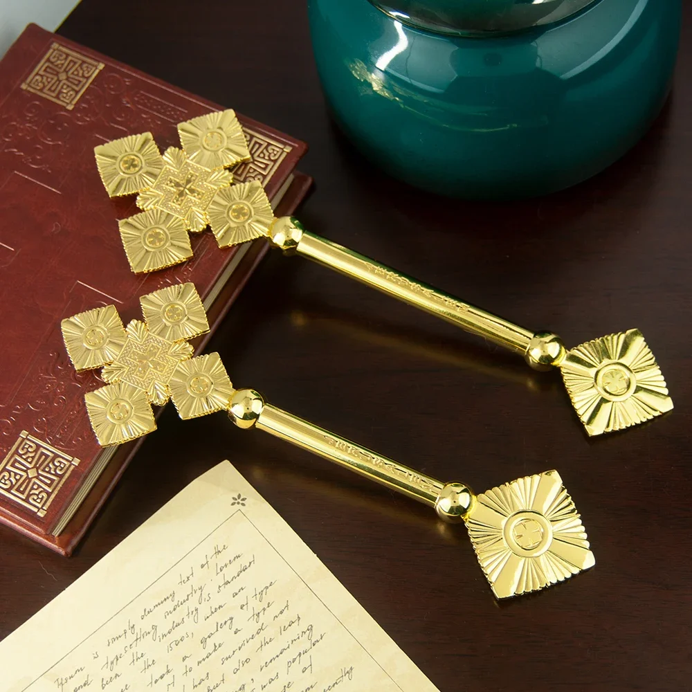 Handheld Catholic Jerusalem Holding Prayer Cross, Solid Alloy Material for On-The-Go Worship and Prayer