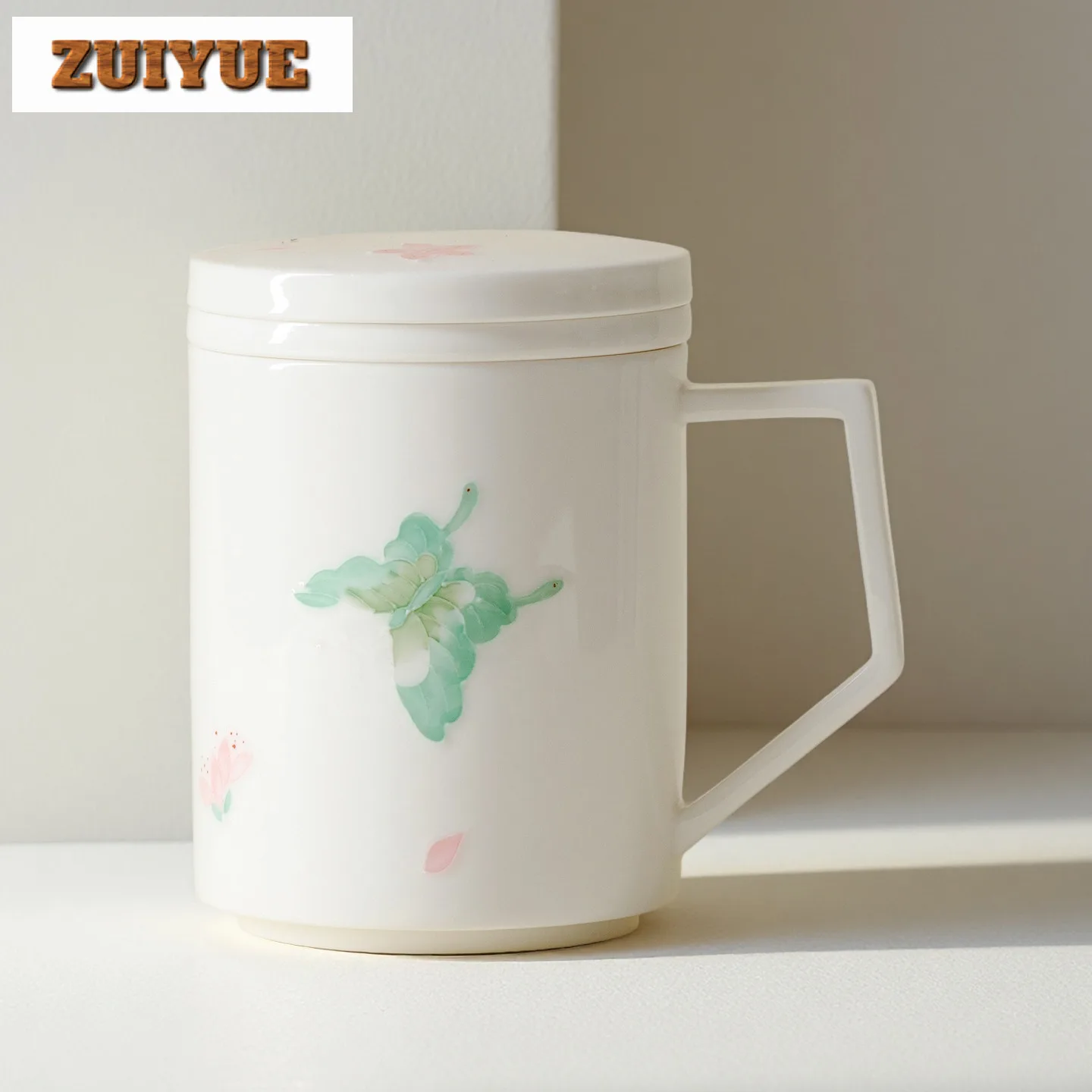 

500ml Hand-painted Butterfly Filter Tea Separator Cup Antique Tea Mug With Infuser Tea Brewing Office Water Cup Ornaments Craft