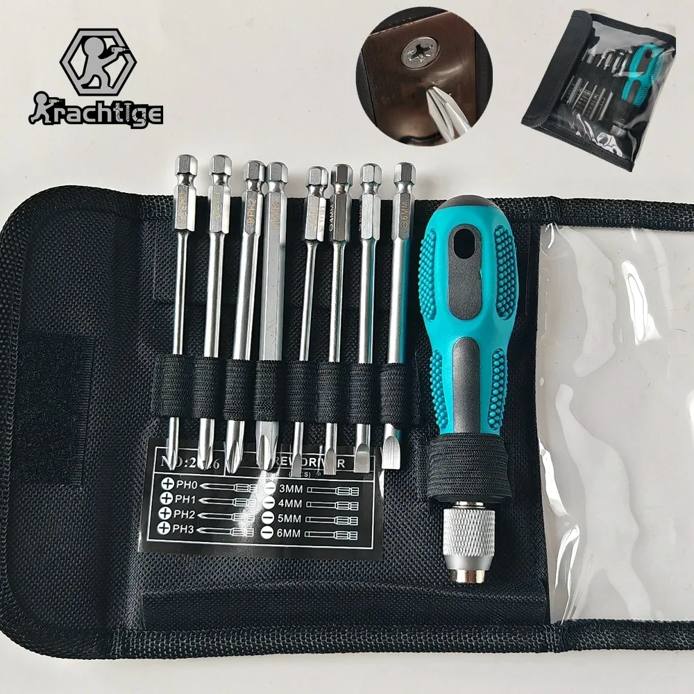 9Pcs Multifunctional Magnetic Screwdriver Set Chromium Vanadium Steel Slotte Phillips Screwdriver Hand Tools