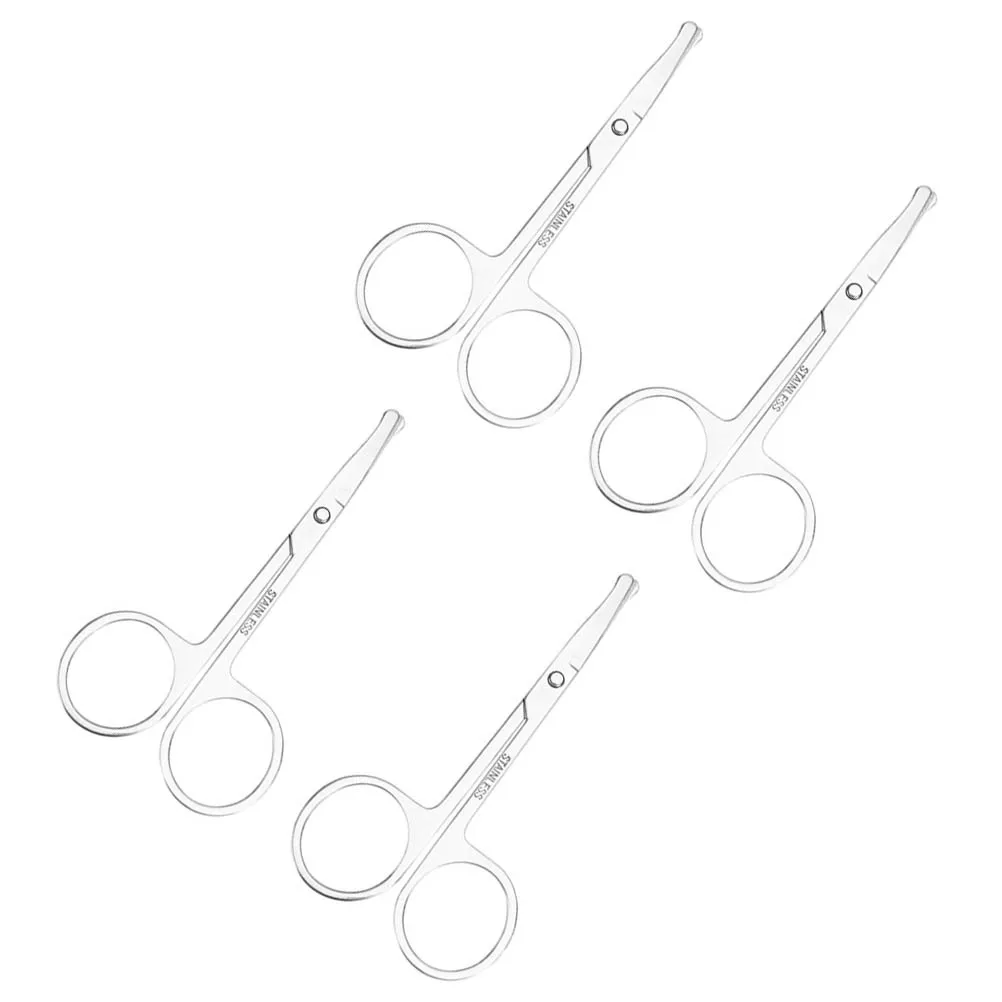 

4Pcs Nose Hair Scissors Stainless Steel Compact Grooming Set Eyebrow Mustache Trimmer Facial Hair Scissors Small Eyebrow Scissor