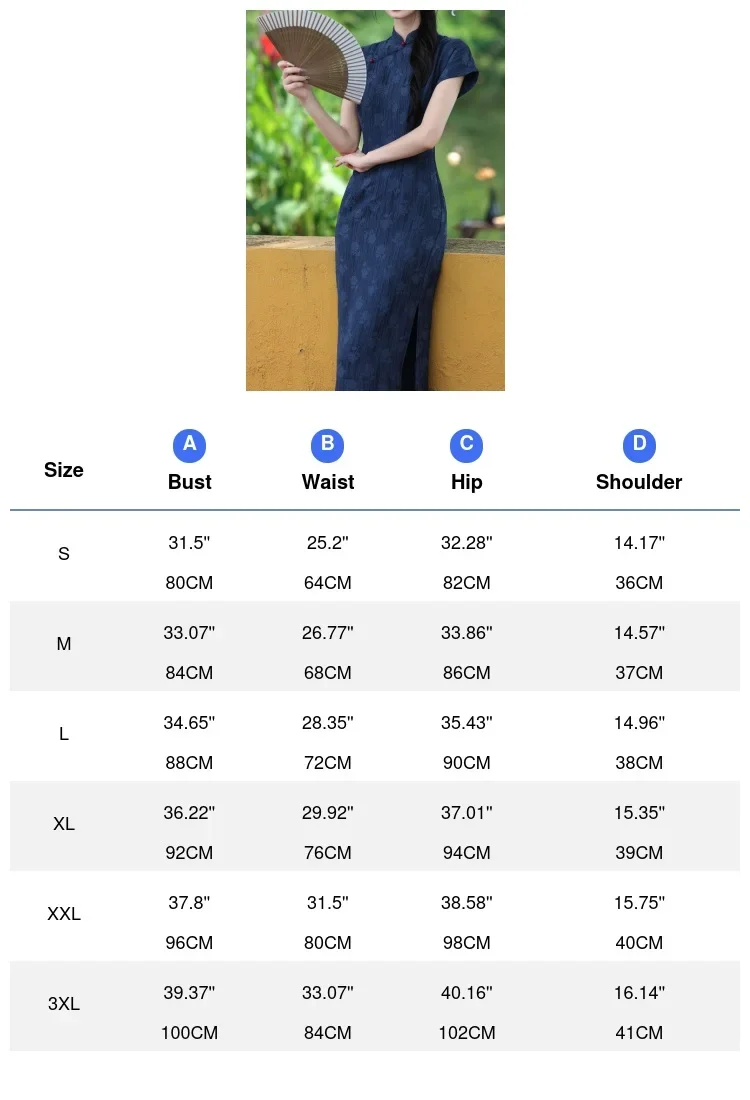 Lady Sexy Side Slit Lace Up Qipao Navy Blue Jacquard Flower Cheongsam Vintage Stand Collar Vestidos Gown New Chinese Style Dress view 6
