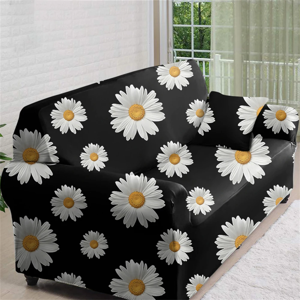 Elegant Flower Plant Sofa Cover Geometric Leaf Elastic Full Package 3 Seater Sofas Covers Home Sofa Decoration Shape Sofa Cover