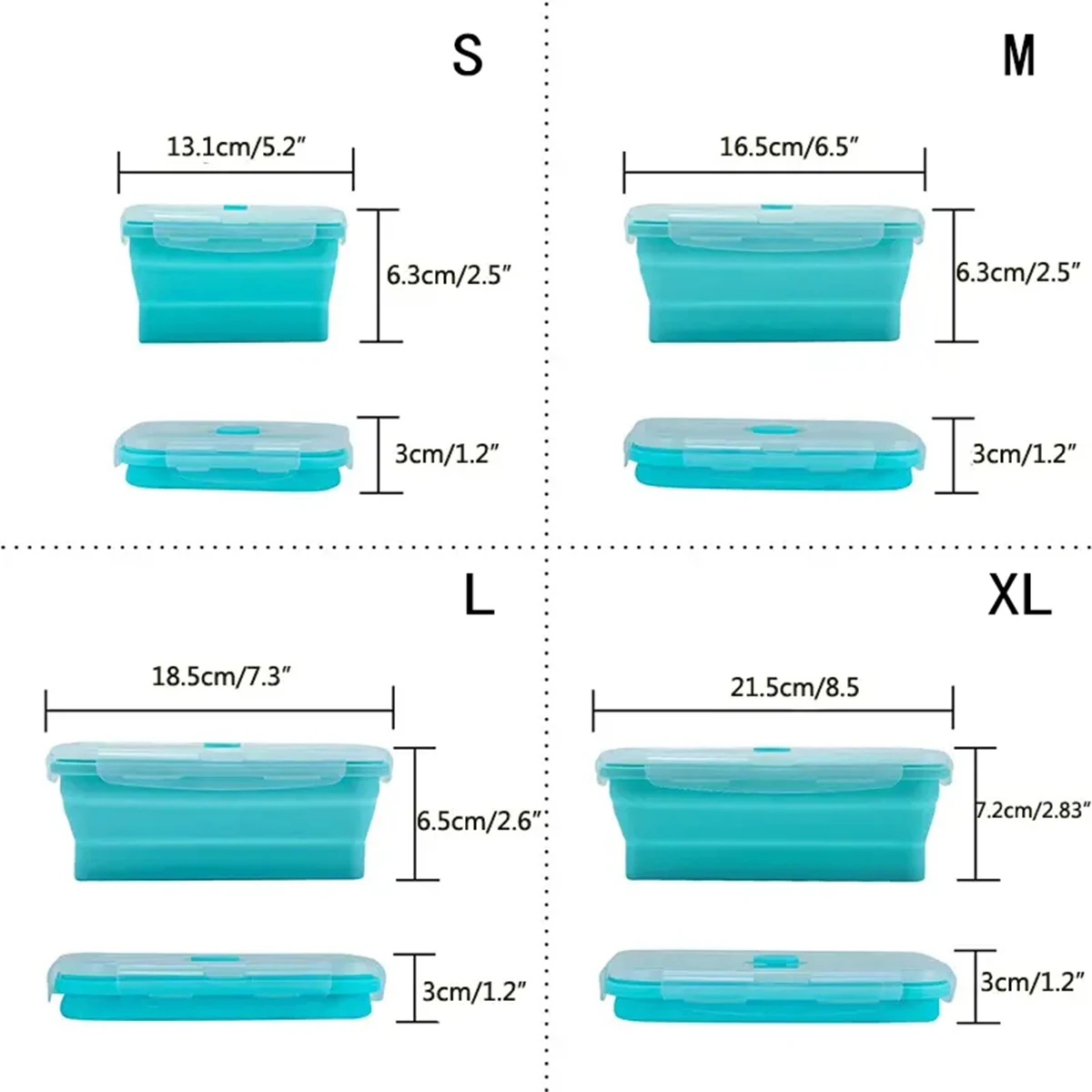 Collapsible Silicone Food Storage Container With Airtight Lid Microwave Freezer Safe Portable Rectangular Lunch Box view 2