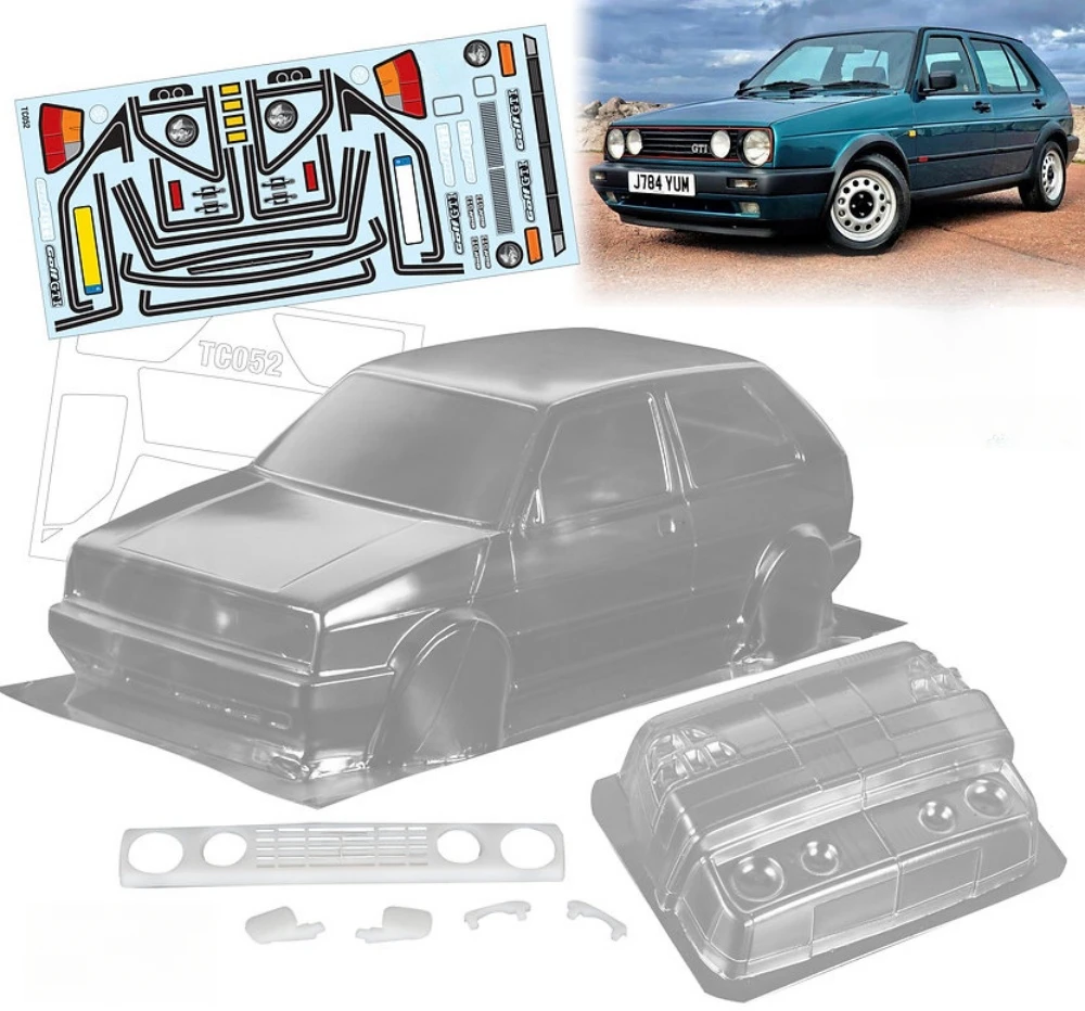 Scale 1/10 VW Golf MK2 Lexan body sets fits RC Rally Chassis 255mm-260mm Wheelbase Tamiya TT01 TT02 XV01 XV02