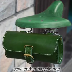 Bicycle Bag Cow Leather 100% Saddle Bag Vintage Pure Cow Hide Tail Packet G1176