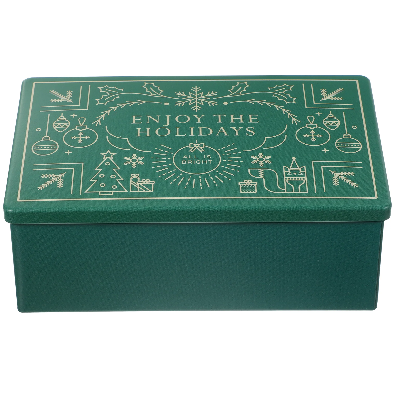 Candy Jar Cookie Tinplate Box Christmas Tins Container Storage Holder with Lid Green Biscuit Containers