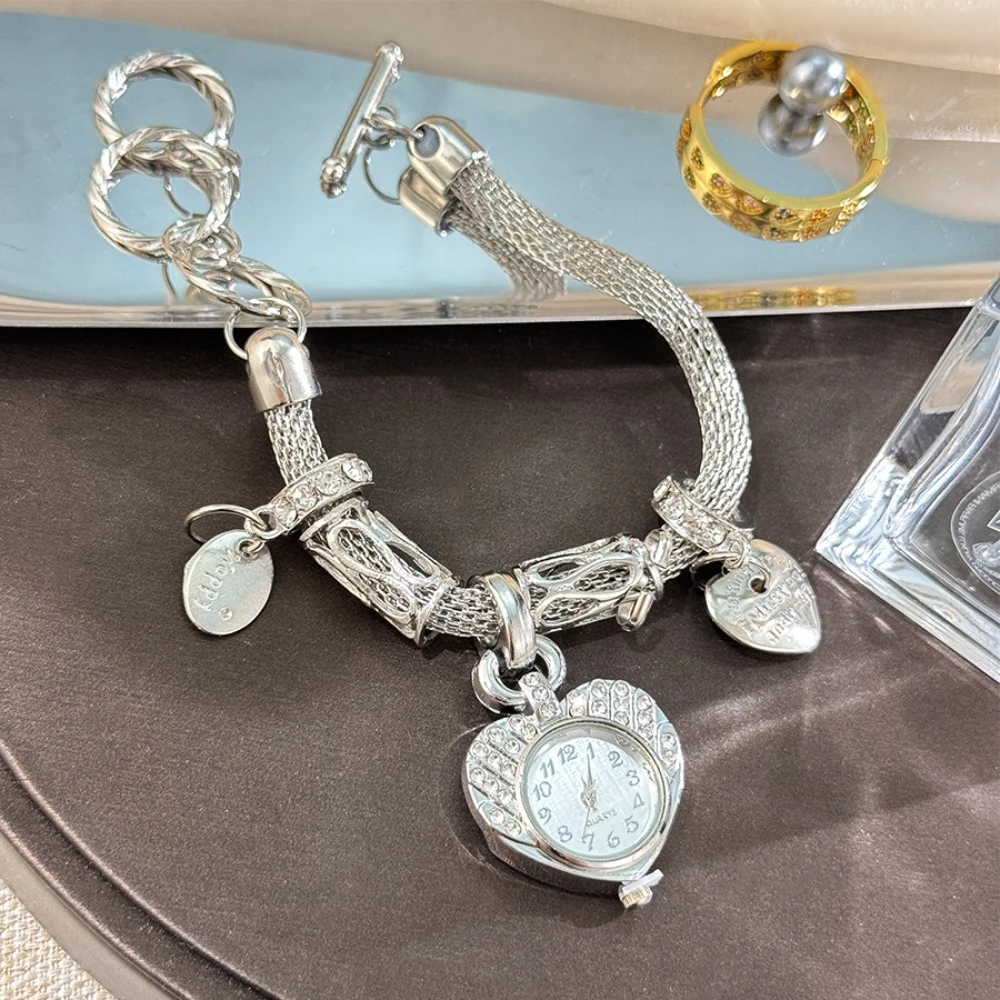 Estilo étnico amor pingente pulseira relógios feminino coreano moda tendência relógio de quartzo feminino