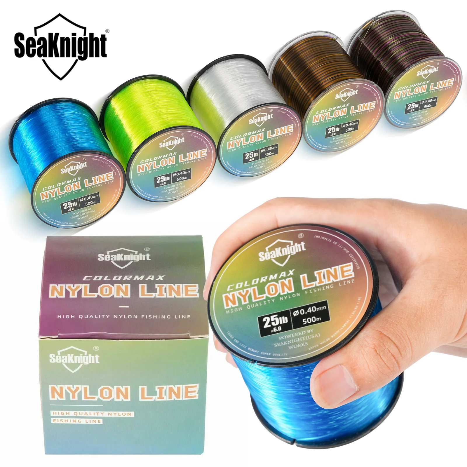 SeaKnight Brand Colormax 500M Nylon Line Anti-Wear Fast Sinking 6-35LB Drag Monofilament Saltwater/Freshwater Fishing Line