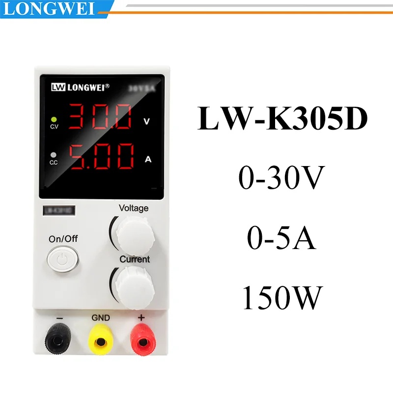 롱웨이 LWK305D 30V 5A 가변 정전압 DC 전원 공급 장치 (실험실 테스트 및 배터리 충전용)