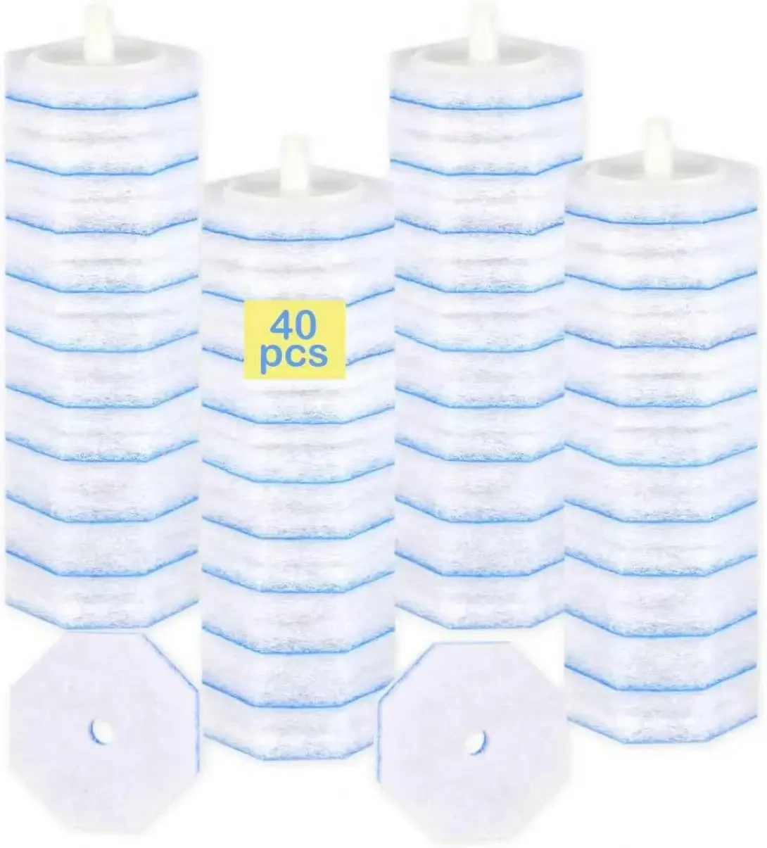 

40-Pack Disposable Toilet Brush Heads with 5X Cleaning Power, No Fall Apart, Touch-Free Replacement
