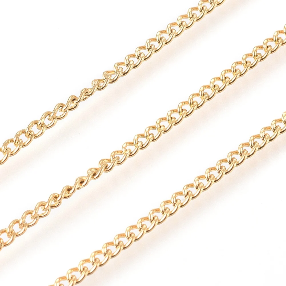 

10m/roll Stainless Steel Curb Chain Bulk Soldered Link Golden Color for DIY Chokers Necklaces Bracelets Jewelry Making