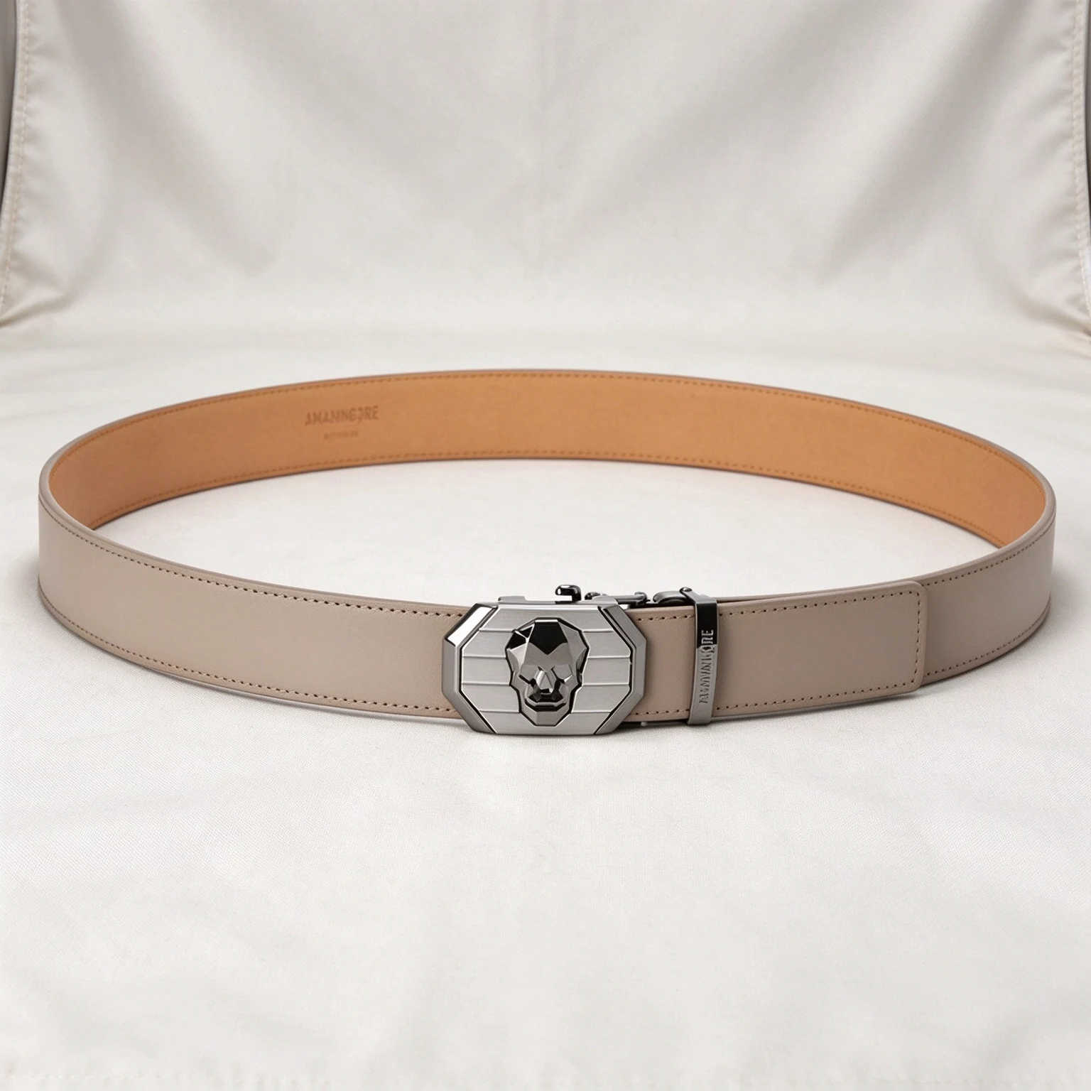 Men Women Golf Belt, Automatic Buckle Leather Belt with Detachable Metal Skull Ornament, Adjustable Business Dress Belt