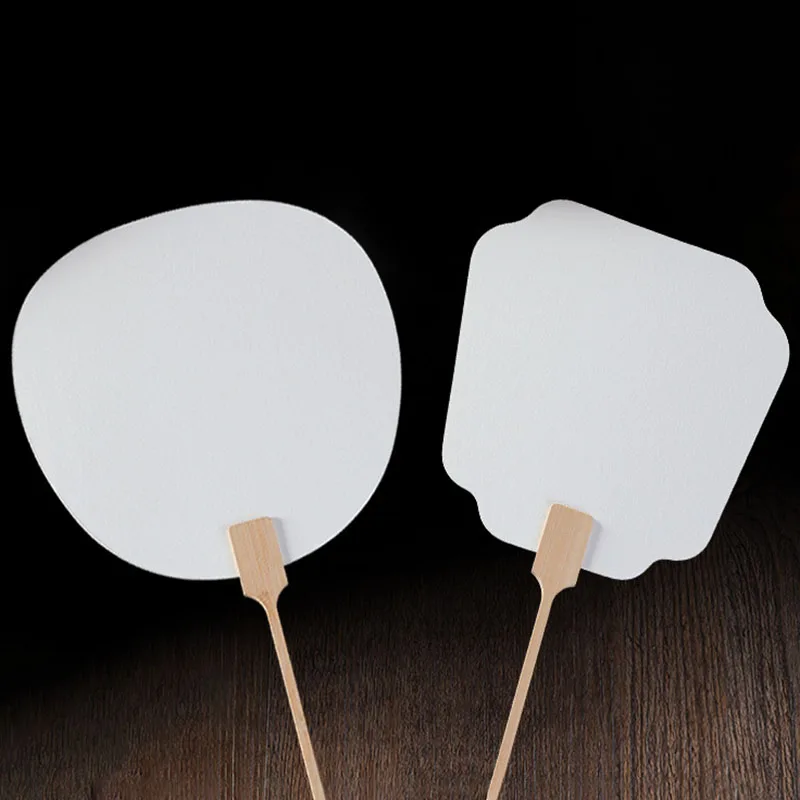Abanico de papel blanco de 14 pulgadas, ventilador redondo plegable en blanco, abanico de dibujo para niños, superficie lisa pintada a mano con borlas, 1/5/10 Uds.