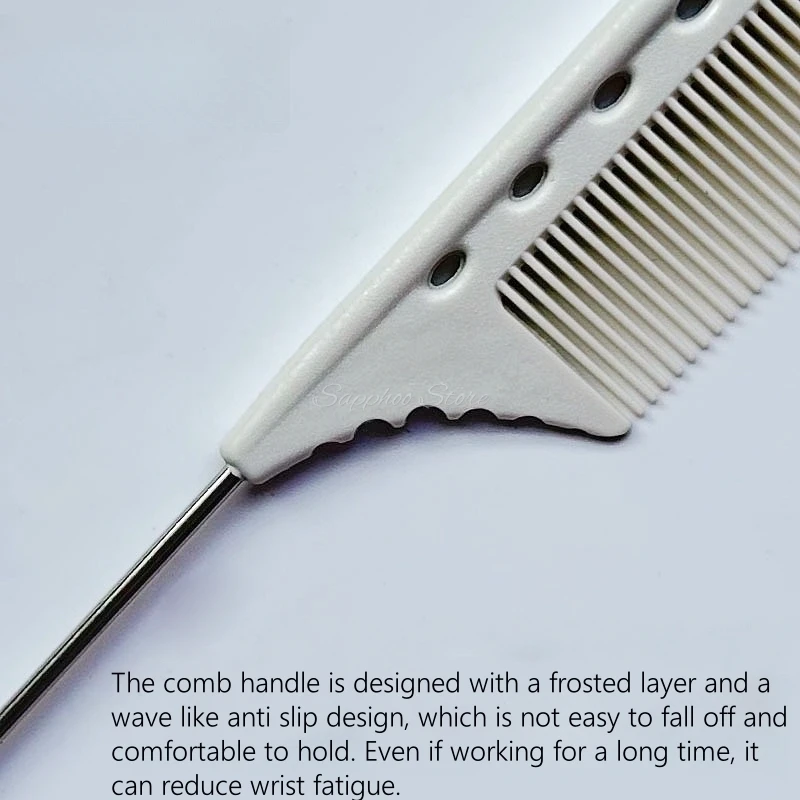 22.5cm Metal Rat Tail Hairdressing Hair Comb Anti Static High Temperature Resistance Hair Cutting Dying Parting Curly Hair Brush