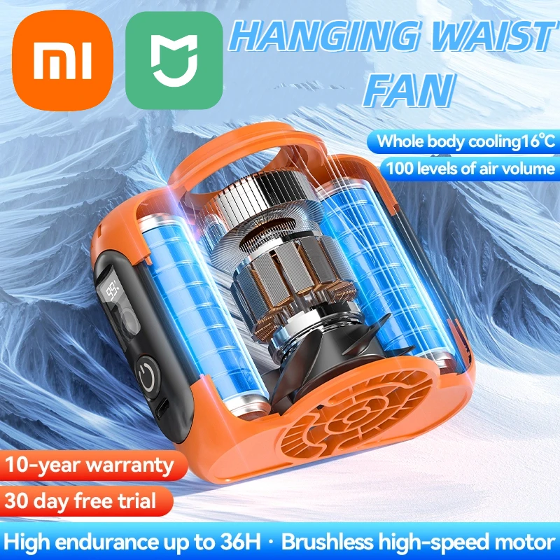 

Портативный поясной вентилятор Xiaomi с зажимом для рук, сильный воздушный поток, перезаряжаемый мини-кондиционер, охладитель, уличный охлаждающий вентилятор для кемпинга, новый