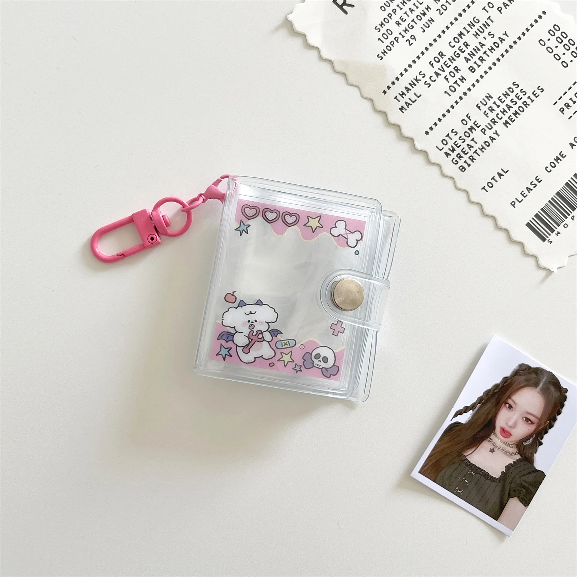 حامل صور محمول صغير ، كرتون لطيف ، دب ، طباعة كلب ، ألبوم شفاف ، كتاب جمع كبوب كوري ، 2"