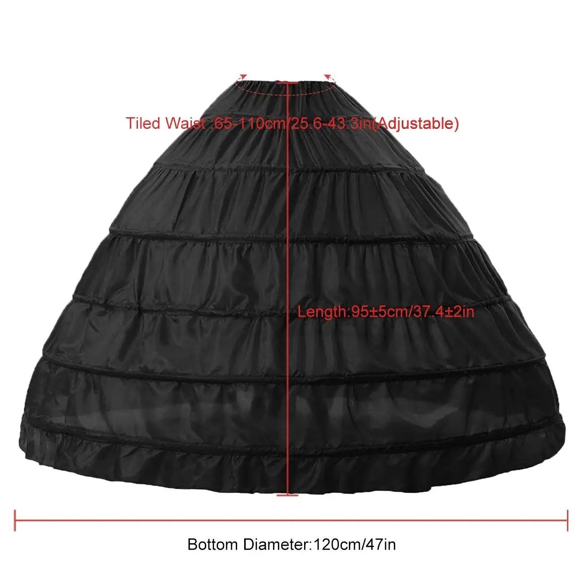 Anágua Crinoline para Mulheres, 6 Hoop Saia, Underskirt, Ball Gown