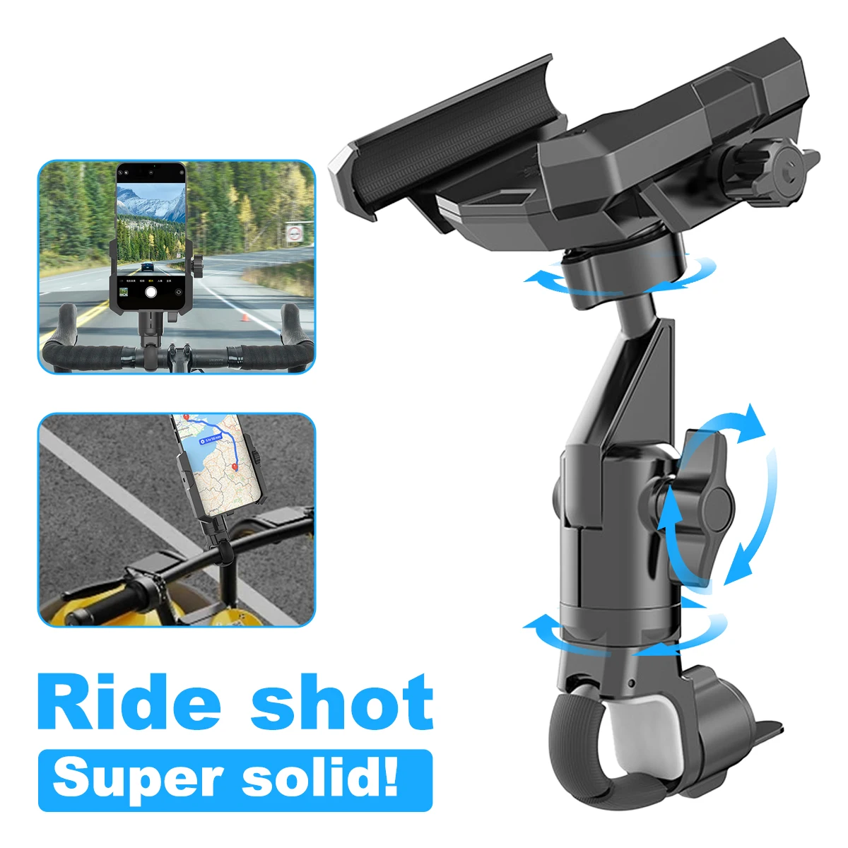 

Motorcycle Bike Phone Holder Mount Bicycle Phone Holder Handlebar Cell Phone Clamp Scooter for 4.7-7 In Smartphones