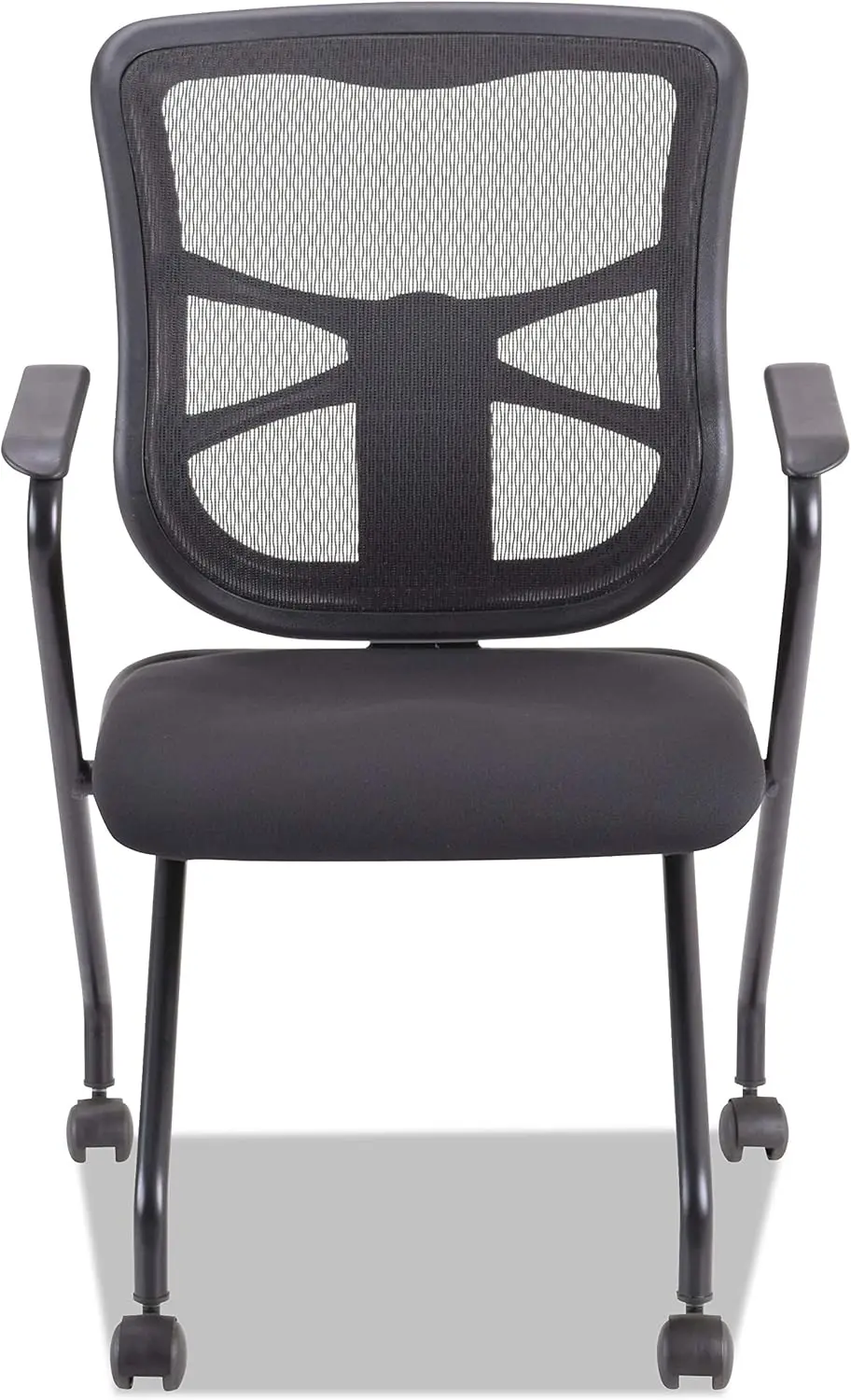 Aleel4914 Elusion Nesting Mesh Chair With Padded Arms - Black (2/Carton)