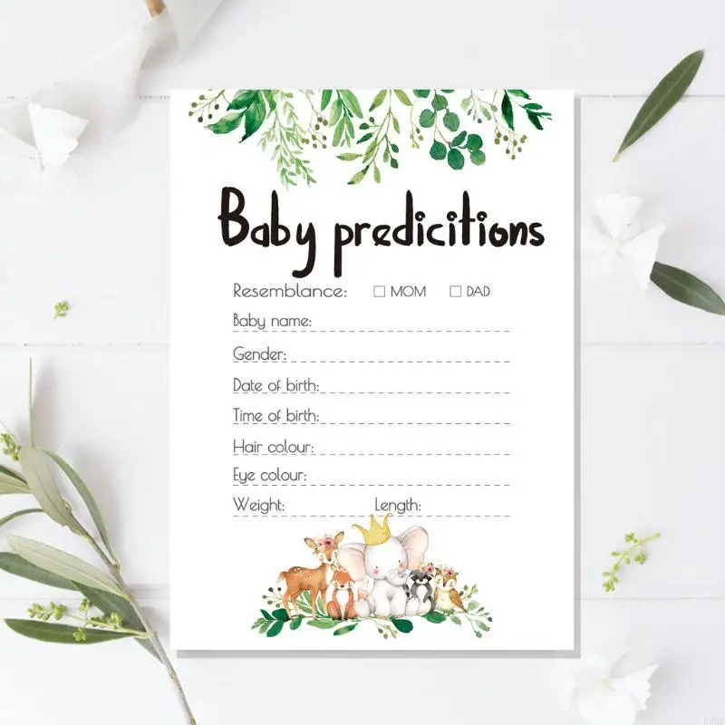 D5QF 10x Predicciones y tarjetas consejos (paquete 10) Ideas juegos baby shower para niños o niñas. Suministros