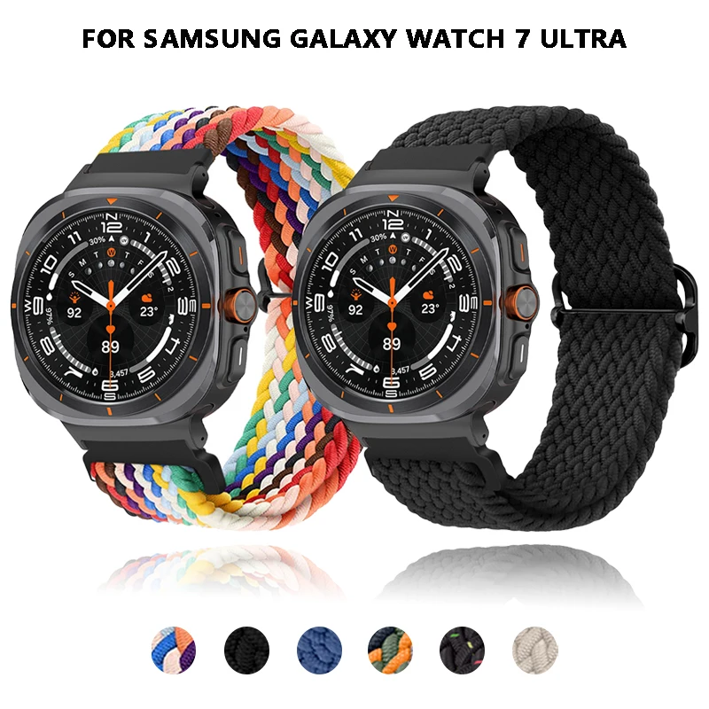 

Плетеный ремешок Соло для Samsung Galaxy Watch 7 Ultra 47 мм, нейлоновый браслет correa Galaxy watch Ultra 47 мм, аксессуары для часов