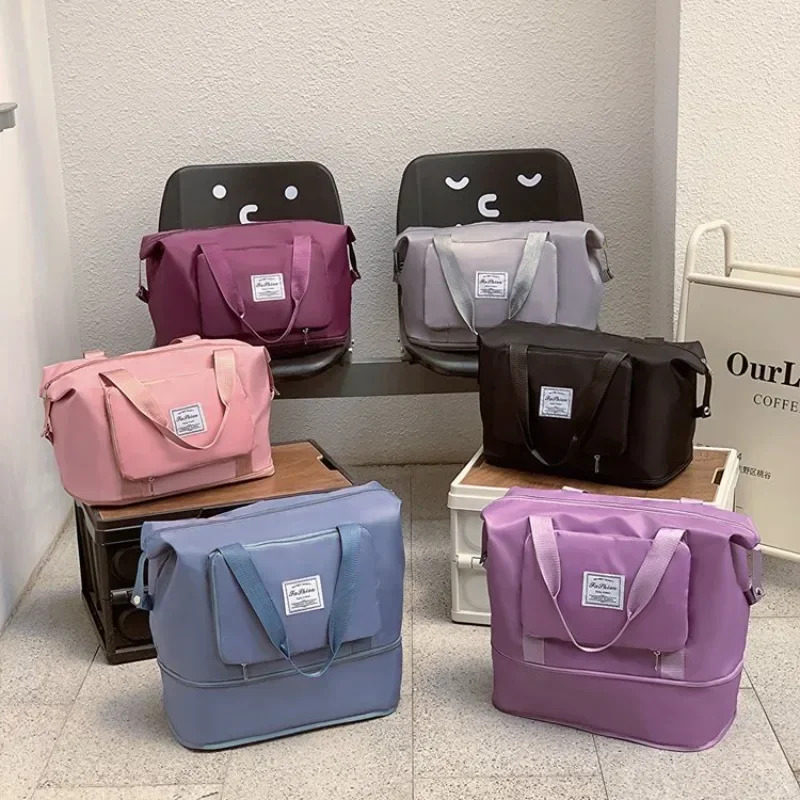 Imagem -06 - Bolsa Dobrável Portátil Feminino Grande Armazenamento de Bagagem de Compras Tote Crossbody Expansível Viagem Duffel Fitness Bagagem Capacidade