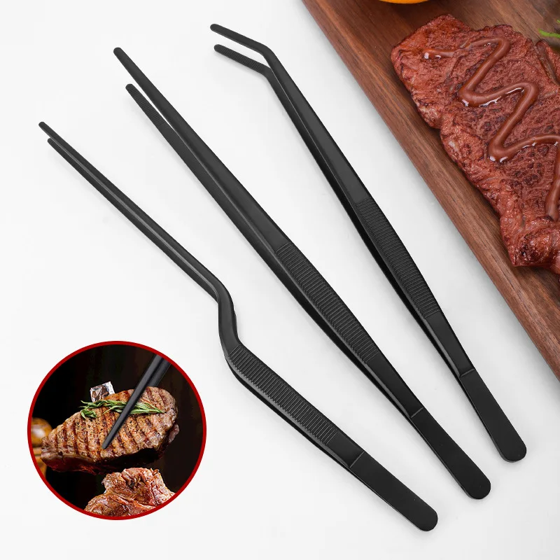 3PCS BBQ Tongs Stainless Steel Heat Resistant Non Slip Cooking Grilling Serving Plating Baking for Home Chefs Durable Food Tongs