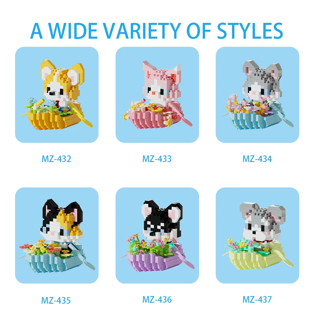 Cute Animal Boat Building Blocks Kawaii Pet Cat Dog Mini Bricks Puzzle Stress Relief Toy DIY Assembly Kit Kids Adult Birthday view 4