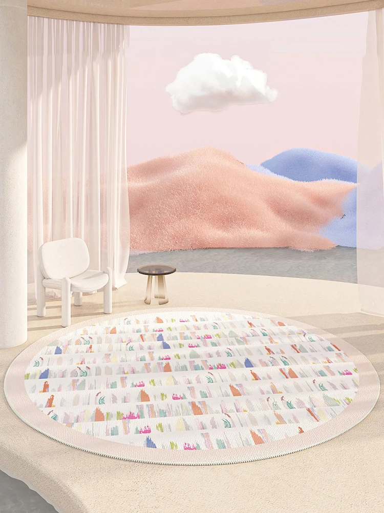 Modern Round Rug Living Room Kids Bedroom Bedside Soft Area Rug Cloakroom Dresser Study Chair Floor Mat Home Carpets