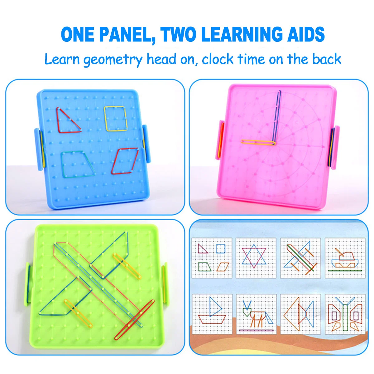 4 Pcs Peg Board Geoboard Wooden Plastic Nail Plate Pegboard Creative Primary Mathematics