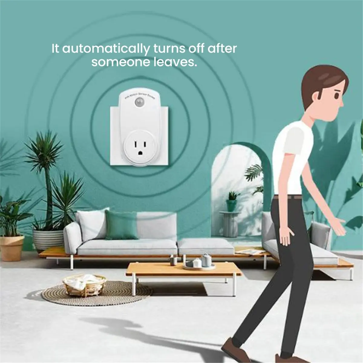 Suitable 2 Pcs Motion Sensor Outlet Adapter for Lights,120v 6m Range, for Garage Hallway Use Sensing Time: 15 Seconds US Plug