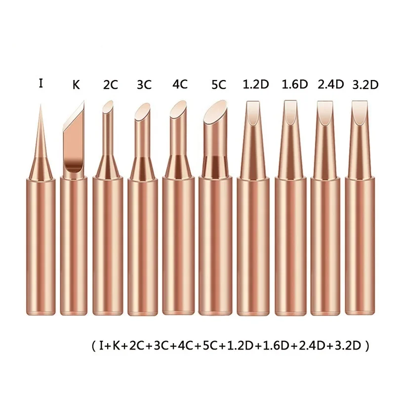 

10pcs 900M-T Pure Copper Soldering Iron Tip Lead-free Solder Tips Welding Head BGA Soldering Tools Branding Soldering Supplies