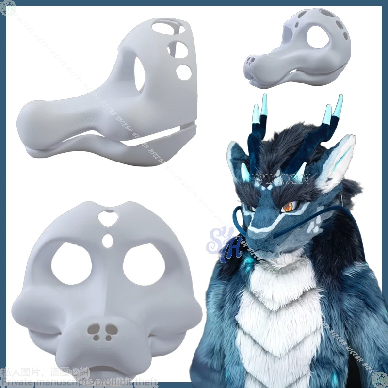 

Furry Furrsuit Headbase 3D Polylactic Acid Bones Mask Accessories Halloween Cos Kigurumi Long Snout Base Dinosaur Mask Cosplay