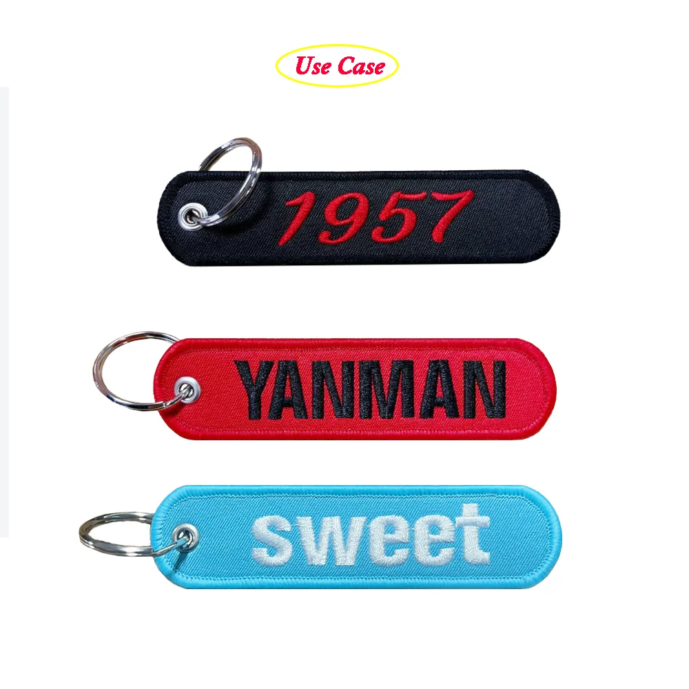 Personalized Keychain with Name Patch, Embroidery text  , Key-Ring Accessory for a Tag Customized Gift