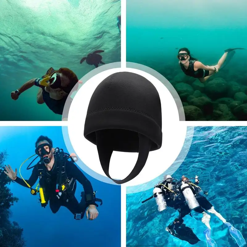 Diving Hood Elastic Thermal Surfing Hats Sun-Proof Surf Hats with Chin Strap Multipurpose Water Sports Gear for Cold Water