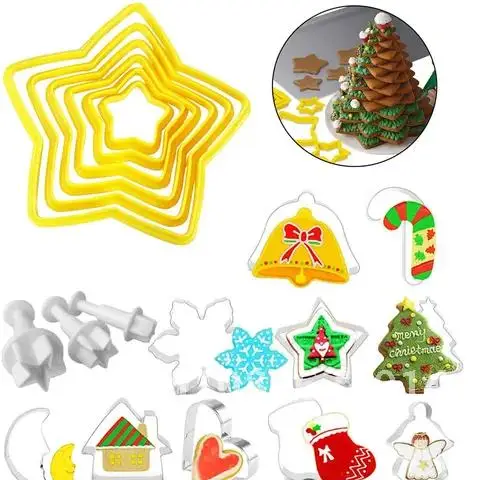 

Cookie Cutter Christmas Tree 3D Star Shape Biscuit Mold Chocolate Cutters Mould Kitchen Tools Cookie Cutters Bake Form