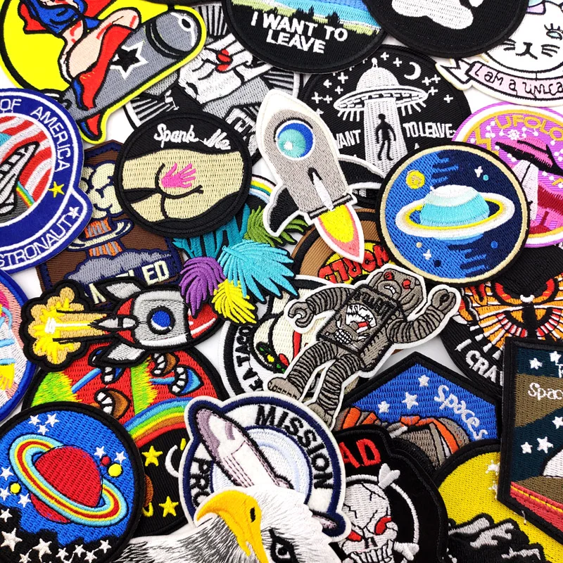 

Astronaut UFO SICK SAD WORLD Cloth Badge Mend Decorate Patch Jeans Jackets Bag Shoes Clothes Apparel Sewing Decoration Applique