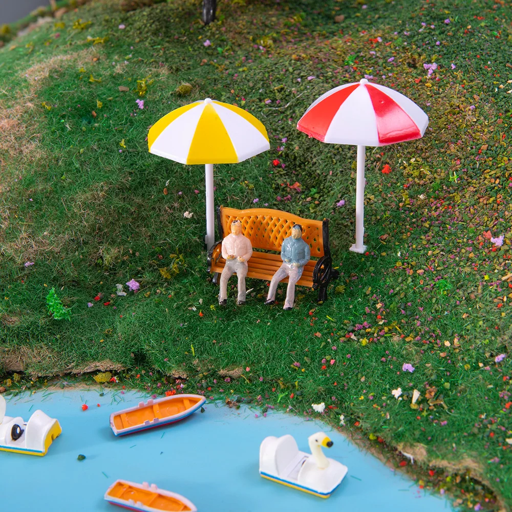 2PCS Miniature Sunumbrella 1:200-1:75 ABS Plastic Model Toys Parasol Beach Scenery Diy Model Making for Diorama Random Colors