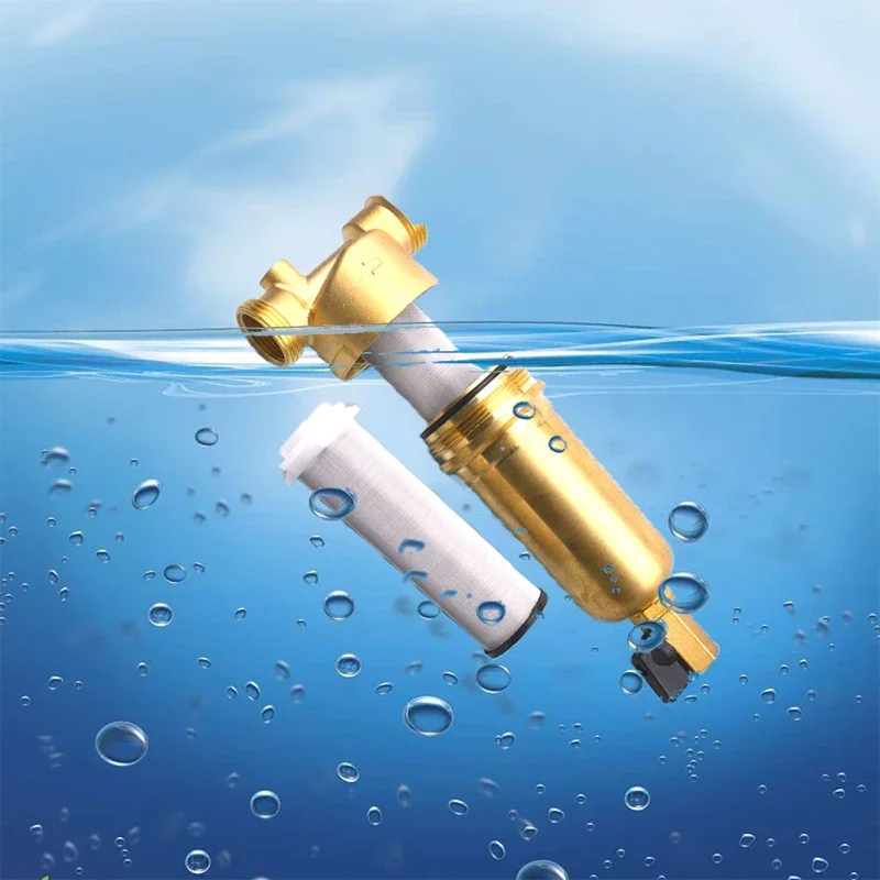 浄水器システム,前ろ過,純真鍮ボディ,ステンレス鋼メッシュ,ゲージ付き,0.5/0.75/1インチ,送料無料