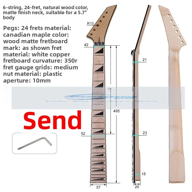 

Серп-головка, 24 лада, матовая, ширина 5,7, гриф для электрогитары, сделай сам, профессиональная модифицированная ручка для гитары