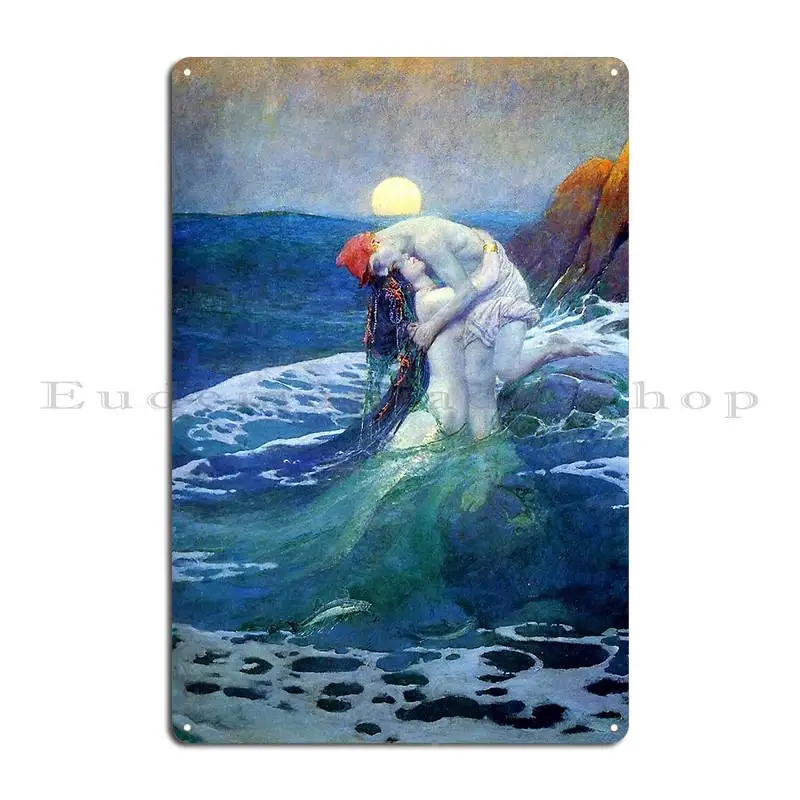 The Mermaid Howard Pyle Metal Plaque Poster Plates Home Custom Club Bar Design Pub Tin Sign Poster