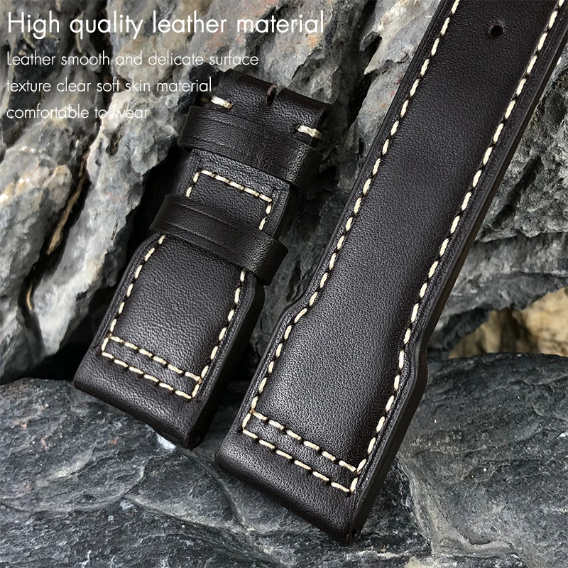 Thick Real Leather Calfskin Watchband 21mm 22mm for IWC Big PILOT Spitfire TOP GUN IW5009 IW3777 Rivets Cowhide Watch Strap Tool