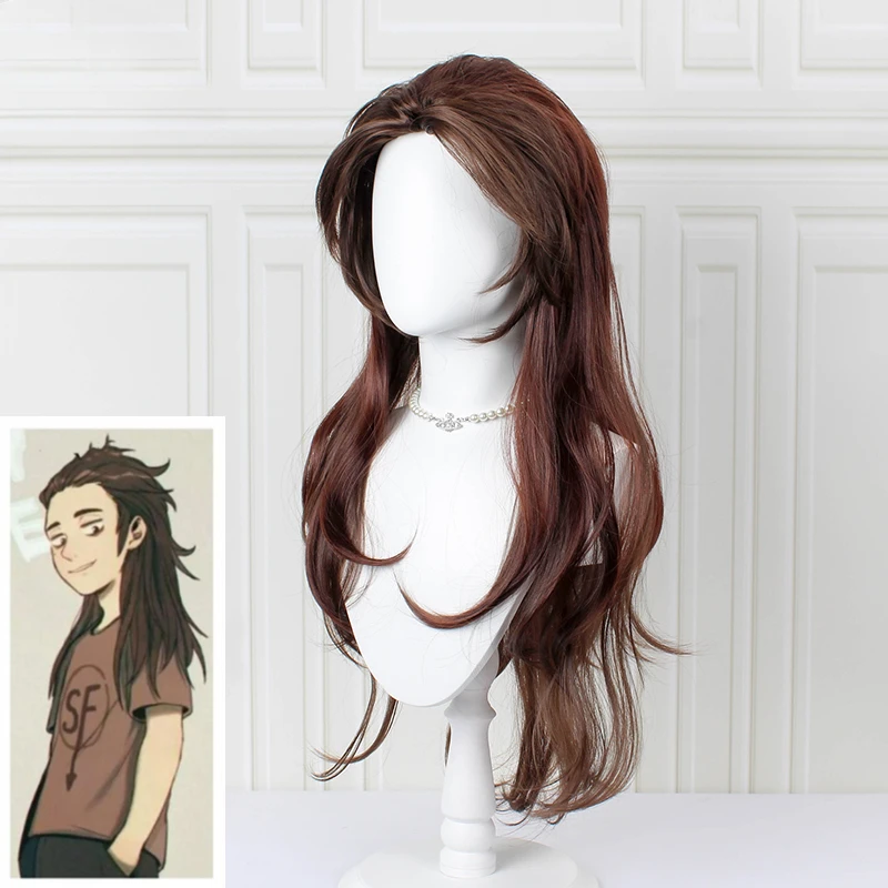 

Game Sally face Sallyface Larry Wigs 65cm Long Brown Styled Heat Resistant Hair Cosplay Costume Wig